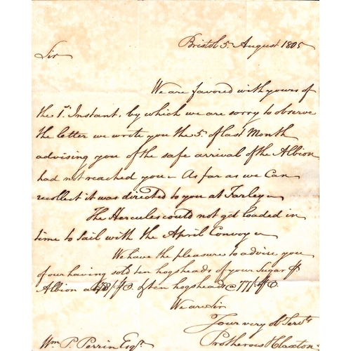 340 - Jamaica. 1795-1808 Entire letters to William Perrin all concerning his estates in Jamaica, one 1806 ... 