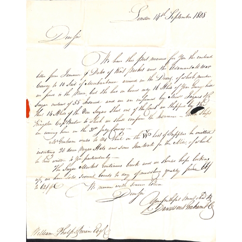 340 - Jamaica. 1795-1808 Entire letters to William Perrin all concerning his estates in Jamaica, one 1806 ... 