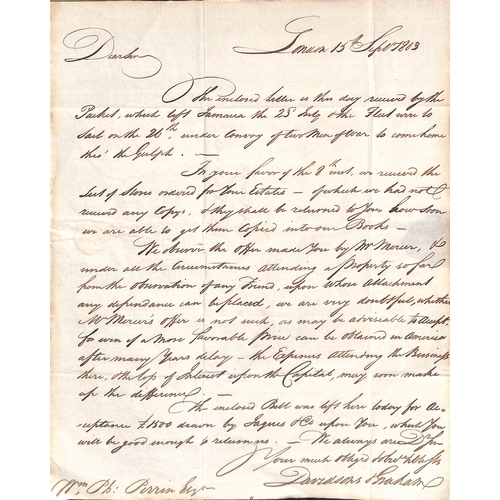 340 - Jamaica. 1795-1808 Entire letters to William Perrin all concerning his estates in Jamaica, one 1806 ... 