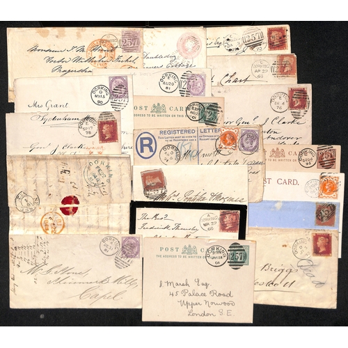 346 - 1842-1965 Covers and cards including 1845 and 1852 skeleton datestamps in blue, Surface Printed fran... 