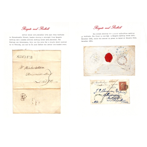 353 - Reigate District. 1774-1959 Entire letters, entires, covers and cards including 1774 letter from Nut... 