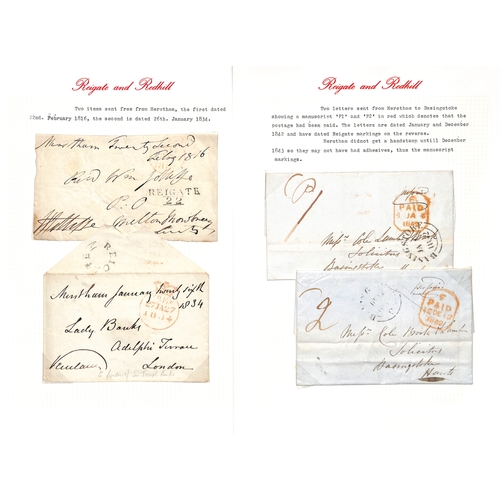 353 - Reigate District. 1774-1959 Entire letters, entires, covers and cards including 1774 letter from Nut... 