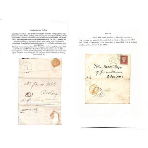 354 - Dorking District. 1827-1973 Entire letters, covers and cards, most from sub-offices of Dorking, incl... 