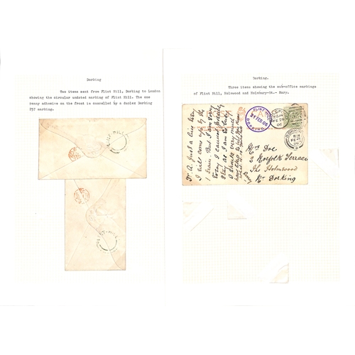 354 - Dorking District. 1827-1973 Entire letters, covers and cards, most from sub-offices of Dorking, incl... 