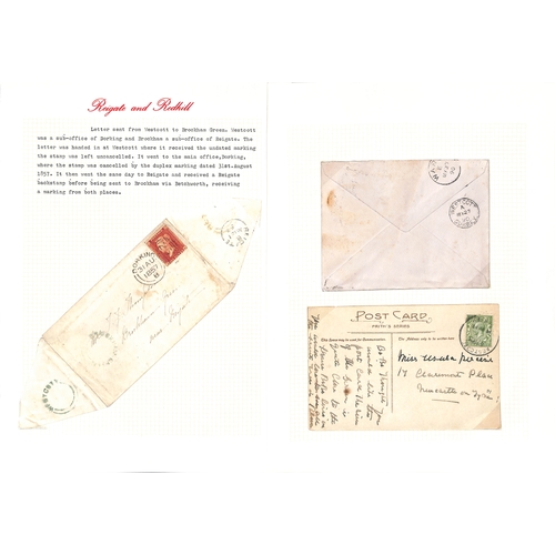 354 - Dorking District. 1827-1973 Entire letters, covers and cards, most from sub-offices of Dorking, incl... 