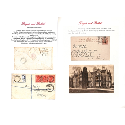 357 - Bletchingley. 1736-1957 Entire letters, entires, covers and cards including 1736 letter to Devon cha... 