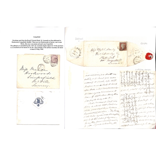 359 - Limpsfield. 1798-1908 Entire letters, covers and cards including 1798 letter with straight line 