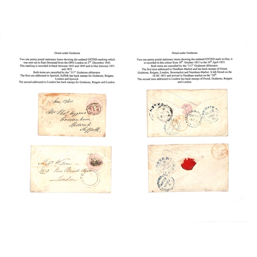 361 - Oxted/Tandridge/Caterham. 1784-1913 Entire letters, entires, covers and cards including 1784 letter ... 