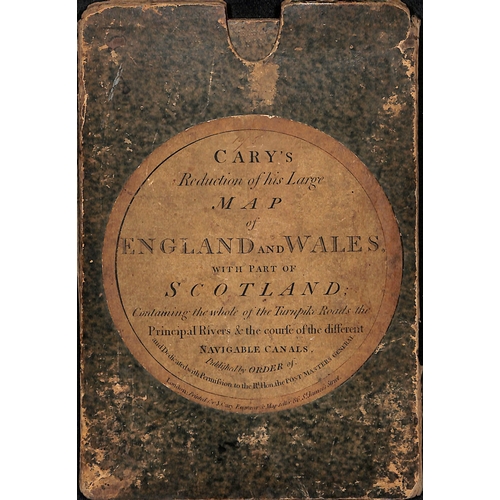 1 - 1823 J. Cary Map of England and Wales with part of Scotland, boxed with label, laid down on cloth, b... 