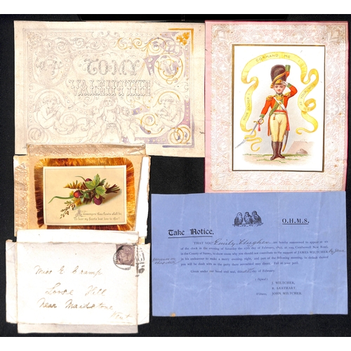 412 - c.1840-1950 Valentines including 1896 card 