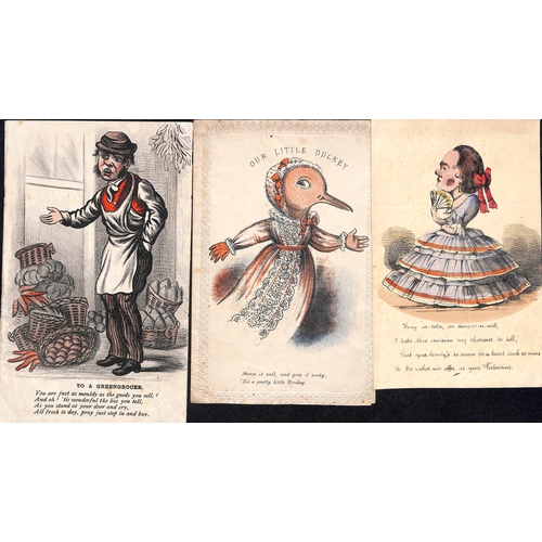 435 - c.1845-85 Comic or rude valentine lettersheets, various caricatures, one by S. Marks & Sons of Londo... 