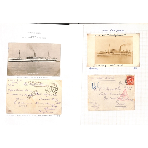 598 - 1915-18 Covers and cards from various ships including stampless cards from the 