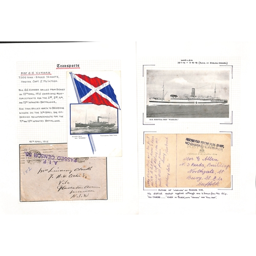 599 - Australia. 1915-18 Stampless covers and cards, from the 