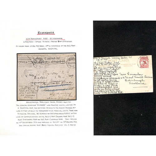 599 - Australia. 1915-18 Stampless covers and cards, from the 