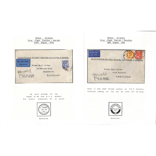 1955 - Air Mails. 1931-36 First Flight and other covers to or from Zanzibar, flown by Tanganyika Government... 