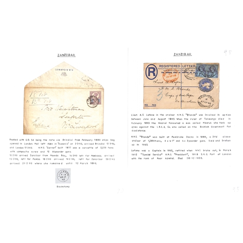 1951 - Naval Mail. 1890-1911 Covers and cards comprising 1890 cover from H.M.S 