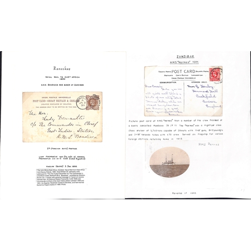 1951 - Naval Mail. 1890-1911 Covers and cards comprising 1890 cover from H.M.S 