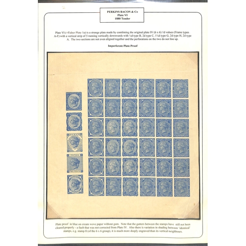 80 - ½d-2d Essays, imperforate proof sheet from plate VI printed in blue on gummed wove paper, compr... 