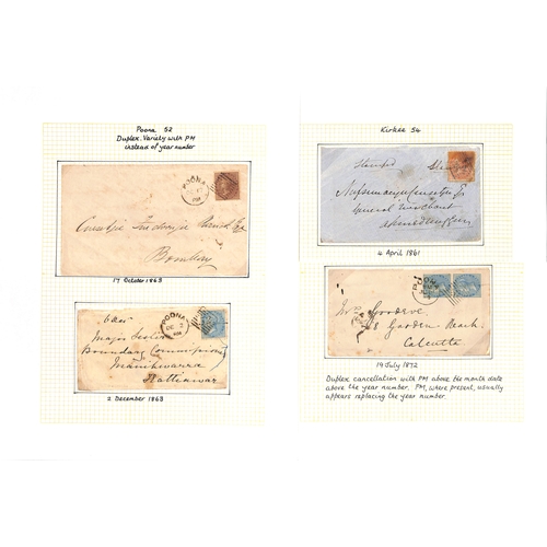 973 - Bombay Circle. 1859-74 Covers, mainly franked ½a, with Cooper type 4 numeral obliterators or du... 