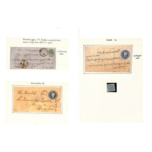 973 - Bombay Circle. 1859-74 Covers, mainly franked ½a, with Cooper type 4 numeral obliterators or du... 