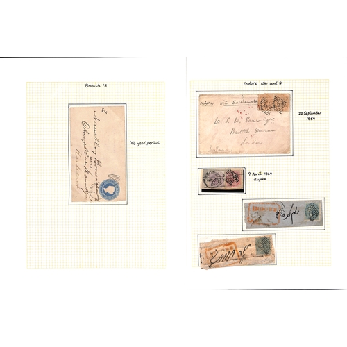 973 - Bombay Circle. 1859-74 Covers, mainly franked ½a, with Cooper type 4 numeral obliterators or du... 