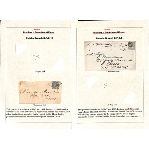 978 - Bombay - Suburban Offices. 1867-68 Covers cancelled by 