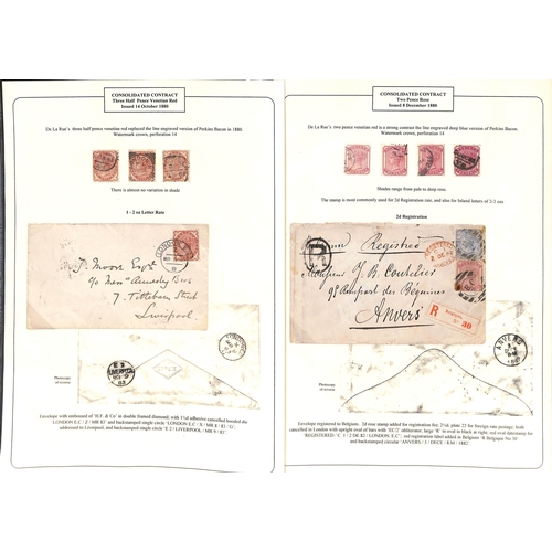 116 - 1880 ½d - 5d Collection written up on pages including the set of five handstamped 