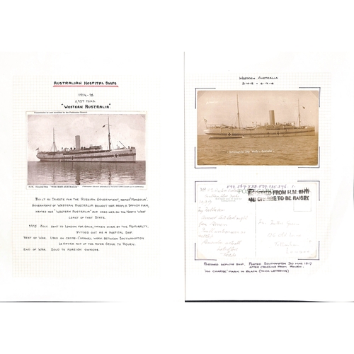 595 - 1914-19 Picture postcards of hospital ships, comprising Aberdonian (3), Aquitania (7), Australia, Br... 