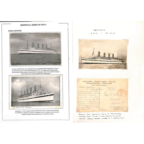 595 - 1914-19 Picture postcards of hospital ships, comprising Aberdonian (3), Aquitania (7), Australia, Br... 