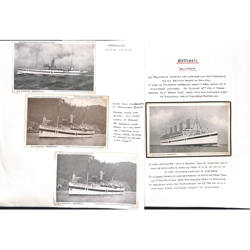 595 - 1914-19 Picture postcards of hospital ships, comprising Aberdonian (3), Aquitania (7), Australia, Br... 