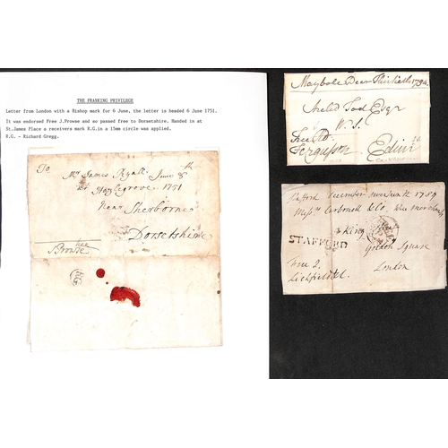 156 - 1751-1839 Entire letters or entires (4) and fronts (7) including fronts to the Post Office Secretary... 