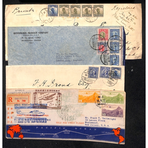 844 - 1901-c.1970 Covers and cards including 1901 1c postcard franked 1c + 2c with boxed Ch'ang Sha Chines... 