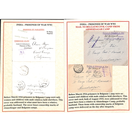 1052 - Belgaum. 1915-17 Stampless covers (8) and a postcard all handstamped 