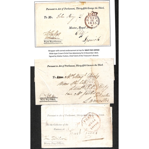 238 - Navy Pay Office. 1803-33 Printed wrappers, three with partly printed addresses 