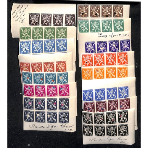 731 - 1944 Lion Rampant definitives including 1f handpainted essay from the Waterlow archives, imperf proo... 