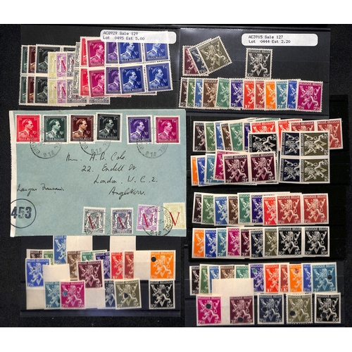 731 - 1944 Lion Rampant definitives including 1f handpainted essay from the Waterlow archives, imperf proo... 