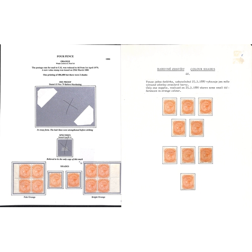 752 - 1880 ½d and 4d Selection including ½d left pane of sixty, plate blocks of twelve, six and ... 