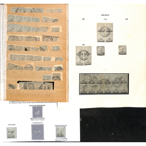 757 - 1901 One Farthing surcharge, mint and used selection including Specimen overprints (2), mint half sh... 