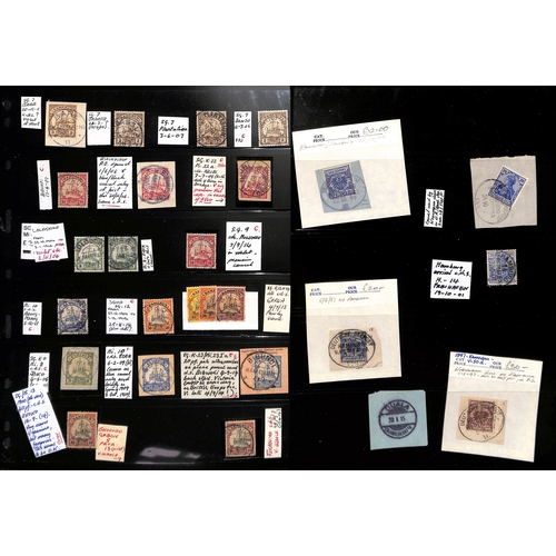 792 - 1897-1915 Cancellations, stamps and pieces mostly mounted on pages, many scarce cancels including Am... 