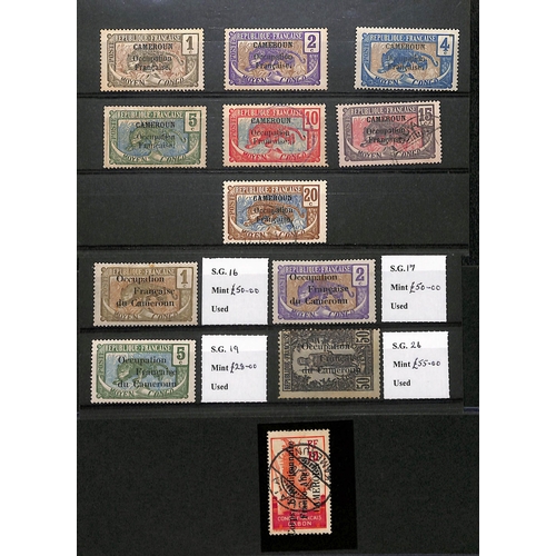 805 - 1915 (Nov.) First overprint issue on Gabon (82), plating study on pages with all values mint (except... 