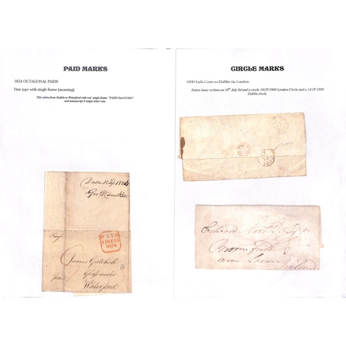 388 - Dublin. 1732-1839 Entire letters and entires with Bishop Marks, circular datestamps with the year in... 