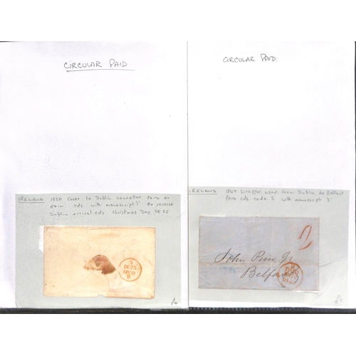 393 - 1840-58 Stampless covers, entire letters and entires all prepaid in cash with distinctive 1d Paid ha... 