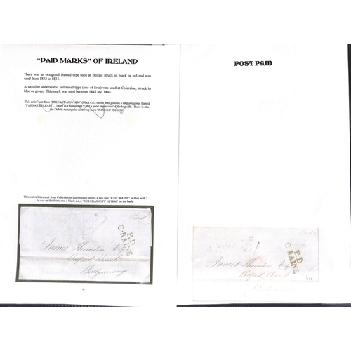 393 - 1840-58 Stampless covers, entire letters and entires all prepaid in cash with distinctive 1d Paid ha... 