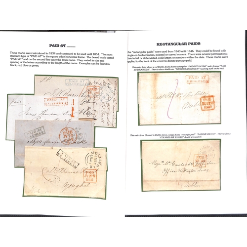 393 - 1840-58 Stampless covers, entire letters and entires all prepaid in cash with distinctive 1d Paid ha... 