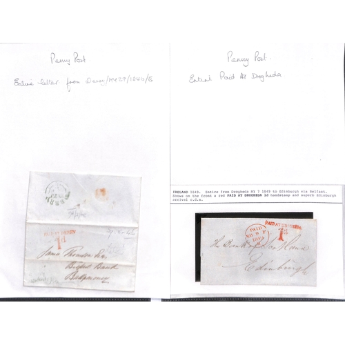 393 - 1840-58 Stampless covers, entire letters and entires all prepaid in cash with distinctive 1d Paid ha... 