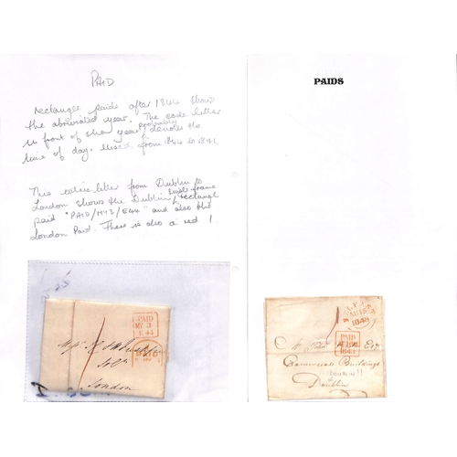 393 - 1840-58 Stampless covers, entire letters and entires all prepaid in cash with distinctive 1d Paid ha... 