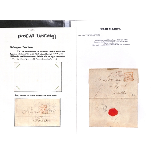 393 - 1840-58 Stampless covers, entire letters and entires all prepaid in cash with distinctive 1d Paid ha... 