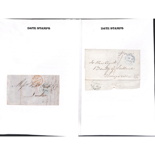 393 - 1840-58 Stampless covers, entire letters and entires all prepaid in cash with distinctive 1d Paid ha... 