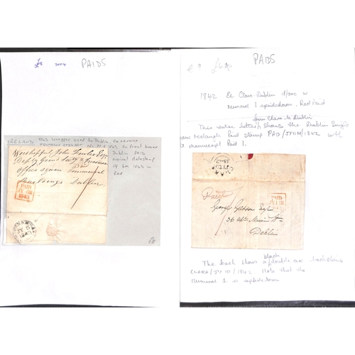 393 - 1840-58 Stampless covers, entire letters and entires all prepaid in cash with distinctive 1d Paid ha... 