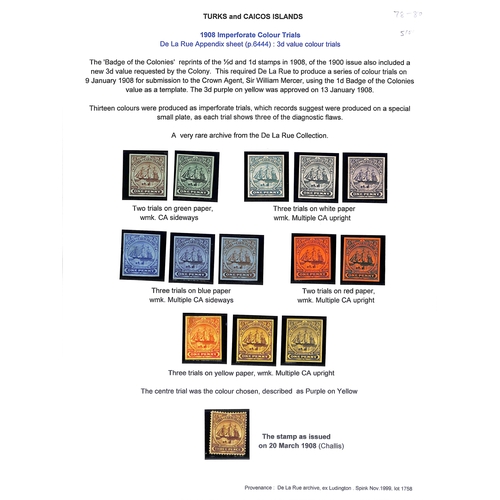 1866 - 1900 1d Badge of the Islands colour trials removed from a De La Rue appendix page of 9th January sub... 